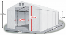 Skladový stan 6x8x2,5m strecha PVC 560g/m2 boky PVC 500g/m2 konštrukcia POLÁRNA