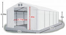 Skladový stan 6x10x3m strecha PVC 560g/m2 boky PVC 500g/m2 konštrukcia ZIMA