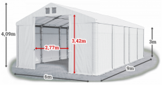 Skladový stan 6x9x3m střecha PVC 580g/m2 boky PVC 500g/m2 konstrukce ZIMA