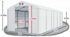 Skladový stan 6x11x3,5m střecha PVC 580g/m2 boky PVC 500g/m2 konstrukce POLÁRNÍ PLUS