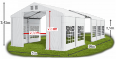 Párty stan 5x16x2,5m střecha PVC 560g/m2 boky PVC 500g/m2 konstrukce ZIMA
