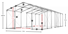 Skladový stan celoroční 8x70x3m nehořlavá plachta PVC 600g/m2 konstrukce ZIMA PLUS
