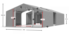 Skladový stan celoroční 6x80x2m nehořlavá plachta PVC 600g/m2 konstrukce ZIMA PLUS