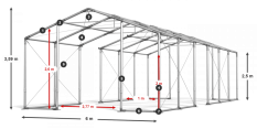 Skladový stan celoroční 6x70x2,5m nehořlavá plachta PVC 600g/m2 konstrukce ZIMA PLUS