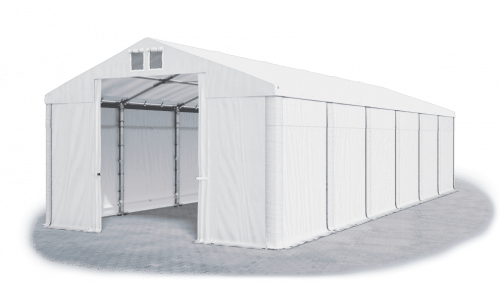 Skladový stan 8x18x2,5m střecha PVC 560g/m2 boky PVC 500g/m2 konstrukce ZIMA