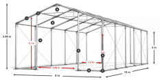 Skladový stan celoročný 8x10x3m nehorľavá plachta PVC 600g/m2 konštrukcia ZIMA PLUS