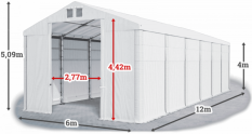 Garážový stan 6x12x4m střecha PVC 560g/m2 boky PVC 500g/m2 konstrukce ZIMA