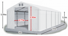 Skladový stan 6x10x2,5m strecha PVC 560g/m2 boky PVC 500g/m2 konštrukcia ZIMA