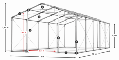 Párty stan 5x10x2,5m střecha PVC 560g/m2 boky PVC 500g/m2 konstrukce ZIMA PLUS