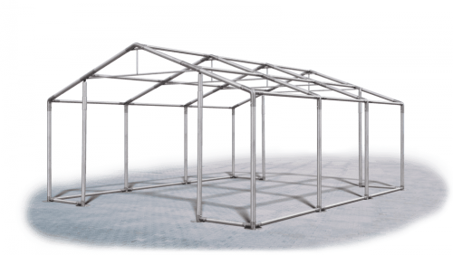 Garážový stan 4x6x2m střecha PVC 560g/m2 boky PVC 500g/m2 konstrukce ZIMA PLUS - Barva střešní plachty: Šedá, Barva boční plachty: Zelená, Barva svislých pruhů: Bílá