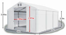 Skladový stan 4x6x2m střecha PVC 560g/m2 boky PVC 500g/m2 HALYSTANY.CZ