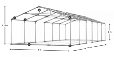 Párty stan 4x60x2m střecha PVC 620g/m2 boky PVC 620g/m2 konstrukce LÉTO PLUS