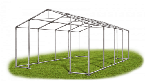 Garážový stan 6x8x2,5m střecha PVC 560g/m2 boky PVC 500g/m2 konstrukce ZIMA - Barva střešní plachty: Bílá, Barva boční plachty: Šedá, Barva svislých pruhů: Bílá