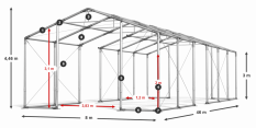 Skladový stan celoroční 8x46x3m nehořlavá plachta PVC 600g/m2 konstrukce ZIMA PLUS