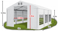 Párty stan 5x6x2,5m střecha PVC 560g/m2 boky PVC 500g/m2 konstrukce ZIMA