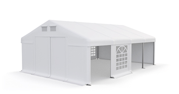 Párty stan 3x12x2m střecha PVC 560g/m2 boky PVC 500g/m2 konstrukce LÉTO - Barva střešní plachty: Bílá, Barva boční plachty: Šedá, Barva svislých pruhů: Červená Párty stan 3x12x2m střecha PVC 560g/m2 boky PVC 500g/m2 konstrukce LÉTO - Barva střešní plachty: Bílá, Barva boční plachty: Šedá, Barva svislých pruhů: Červená