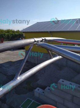 Prístrešok na kontajnery 10x12m s dvojitým priehradovým rámom Prístrešok na kontajnery 10x12m s dvojitým priehradovým rámom