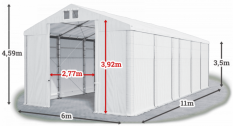 Skladový stan 6x11x3,5m střecha PVC 580g/m2 boky PVC 500g/m2 konstrukce ZIMA PLUS